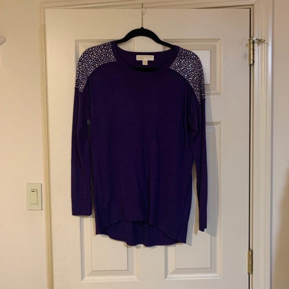Michael Kors Purple Embellished Sweater sz S